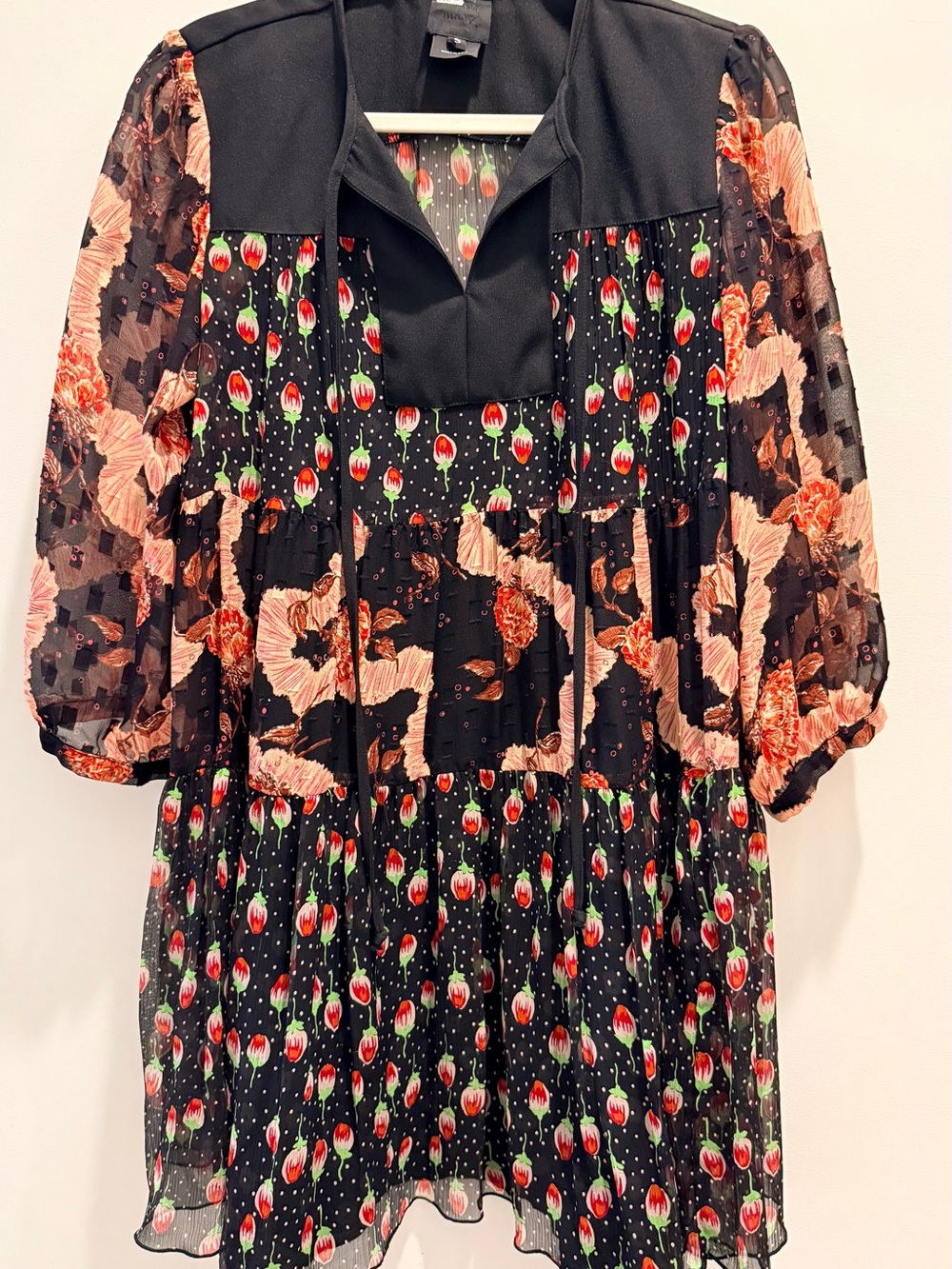 Anna Sui Floral Puff Sleeve Dress